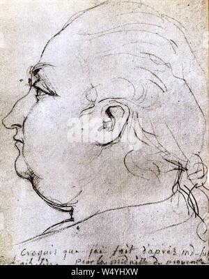 Croquis de Pierre André de Suffren par Esprit-Antoine Gibelin Vers 1785-1788. Stockfoto