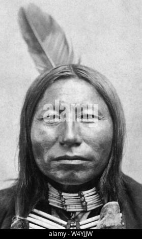 Krähe König. Mit Gaul, ein kämpfender Häuptling der Sioux im Custer Kampf (von L. D. Greene Album). Stockfoto