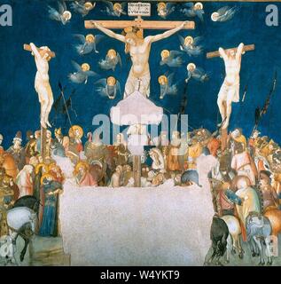 Crucifixion-Pietro lorenzetti fresco San frncesco Assisi. Stockfoto