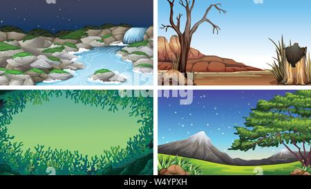 Satz von Szenen in der Natur Einstellung Abbildung Stock Vektor