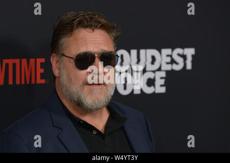 'TV die lauteste Stimme' show Premiere auf dem Pariser Theater - Rot Carper Anreise mit: Russell Crowe Wo: New York, New York, United States Wann: 25 Jun 2019 Credit: Ivan Nikolov/WENN.com Stockfoto