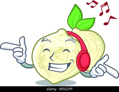 Musik jicama Obst in der Charakter kühlschrank Vector Illustration Stock Vektor