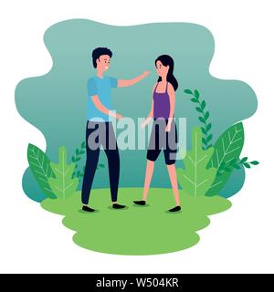 Frau und Mann Paar in der Liebe mit Frisur Stock Vektor