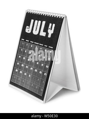 Flip Kalender auf weißem Hintergrund Stockfoto