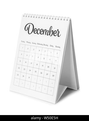 Flip Kalender auf weißem Hintergrund Stockfoto