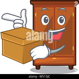 Mit box, Holz in der Form eines Zeichens Vector Illustration Stock Vektor