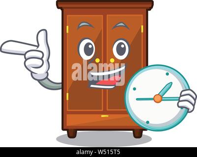 Mit Uhr Kleiderschrank in die eine Figur Form Vector Illustration Stock Vektor