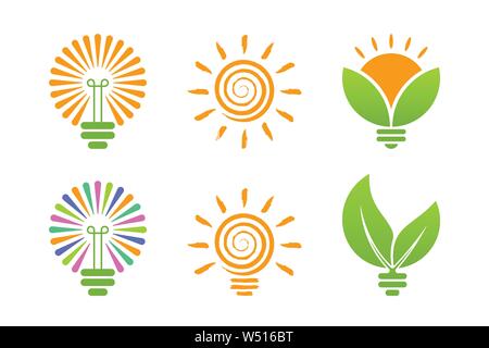 Glühlampe Symbole mit grüner Energie Themen. Energie Symbole Design. Stock Vektor