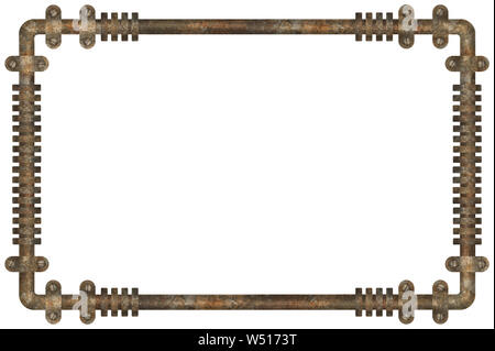 Dunkel und rostige Rohre an der Wand abstract Industrial steampunk Hintergrund Frame Abbildung Stockfoto