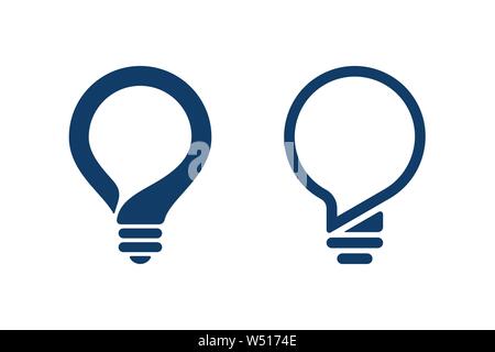 Lampen mit Sprechblase auf weißem Hintergrund. Kreative Idee Symbole. Stock Vektor