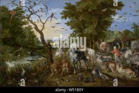 Der Eintrag der Tiere in der Arche Noah, Jan Brueghel der Ältere (Flämisch, 1568-1625), 1613, Öl auf Leinwand, 54,6 × 83,8 cm (21 1/2 x 33 in Stockfoto