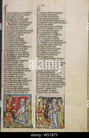 Die Plage der Frösche, die Plage der Maden, Unbekannt, Regensburg, Bayern, Deutschland, ca. 1400 - 1410, Tempera Farben, gold, silber Lack, und Tusche auf Pergament, Blatt: 33,5 x 23,5 cm (13 1/4 x 9 1/4 Zoll Stockfoto