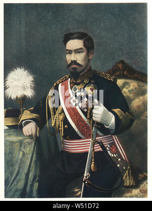 Kaiser Meiji Meiji, oder der Große, war die 122 Kaiser von Japan regierende von 1867 bis 1912. Er den Vorsitz der Meiji Periode, eine Zeit des rasanten Wandel, erlebt das Kaiserreich Japan schnell von einem Isolationistischen feudalen Staat zu einer industrialisierten Welt verwandeln. Stockfoto