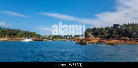 Ile de Brehat. Port Clos, wo Sie die Boote betreten. Cotes d'Armor. Bretagne. Frankreich Stockfoto