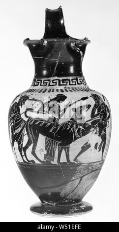 Dachgeschoss Black-Figure Oinochoe (Form I), Altenberg Klasse, Athen, Griechenland, ca. 510-500 v. Chr., Terrakotta, 22,8 cm (9 in Stockfoto