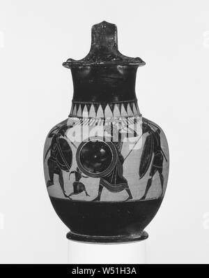 Dachgeschoss Black-Figure Oinochoe (Form 2), Unbekannt, Athen, Griechenland, ca. 520 - 510 v. Chr., Terrakotta, 21,4 x 12,5 cm (8 5/6 x 4 7/8 in Stockfoto