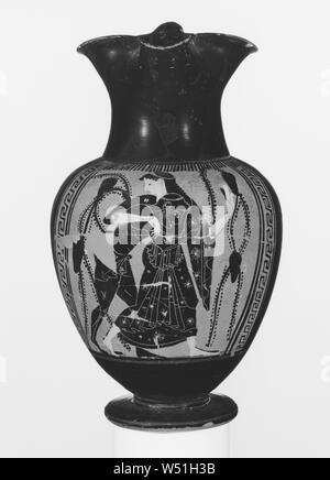 Dachgeschoss Black-Figure Oinochoe (Form 1), Unbekannt, Athen, Griechenland, ca. 520 - 510 v. Chr., Terrakotta, 23,6 × 13,9 cm (9 5/16 x 5 1/2 in. Stockfoto