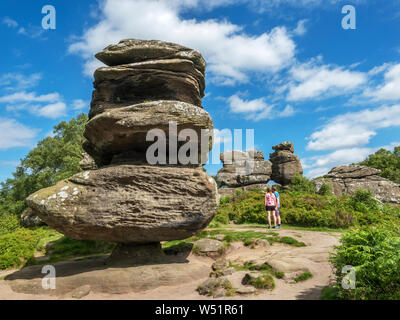 Idol Rock gritstone Felsformation in der Nähe von Brimham Rocks Summerbridge Nidderdale North Yorkshire England Stockfoto
