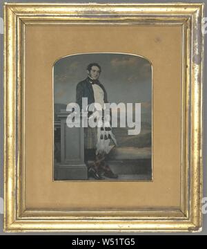 In voller Länge Porträt der Mann mit dem Kilt, Unbekannten, Britischen, über 1855, Daguerreotypie, von Hand gefärbt Stockfoto