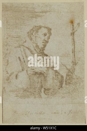 St. Francis. Von einem angeblich einzigartigen Radierung von Murillo., Nikolaas Henneman (British, 1813-1893), 1845-1846, gesalzen Papier drucken sie aus einem Calotype negativ, 8,6 x 6 cm (3 3/8 x 2 3/8 Zoll Stockfoto