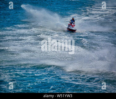 De - Devon: 2019 Aqua Cross BRITISCHEN Meisterschaften (Jet Ski) in Tor Bay südlich der Hafen von Torquay Stockfoto