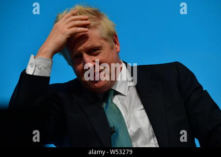 Boris Johnson und Jeremy Jagen in der Konservativen Partei Hustings in New York am 04. Juli 2019 Stockfoto