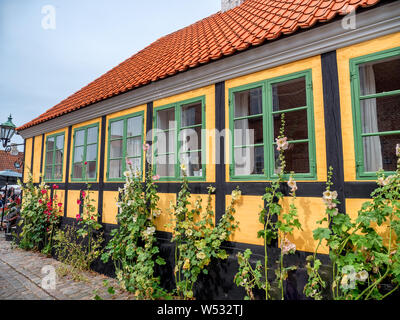 Ebeltoft idyllische traditionellen Fachwerkhäusern, Dänemark Stockfoto