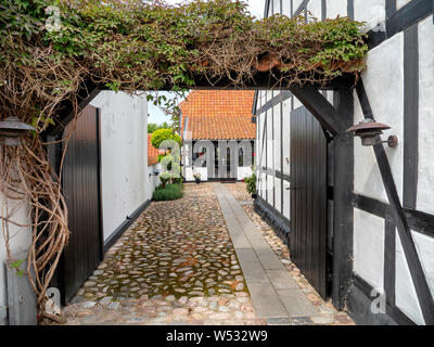 Ebeltoft idyllische traditionellen Fachwerkhäusern, Dänemark Stockfoto