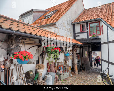 Ebeltoft idyllische traditionellen Fachwerkhäusern, Dänemark Stockfoto