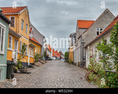 Ebeltoft idyllische traditionellen Fachwerkhäusern, Dänemark Stockfoto