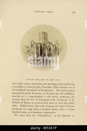 Fountains Abbey, von Abtshauses, W.R. Sedgfield (Englisch, 1826-1902), Aldfield, North Yorkshire, England, 1862, Eiweiß Silber drucken, 6,9 × 6,9 cm (2 11/16 2 11/16 in Stockfoto