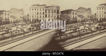 Praça do Conde d'Eu-em Pernambuco, Marc Ferrez (Brasilien, 1843-1923), Recife, Pernambuco, Brasilien, Südamerika, 1870s, Eiklar Silber drucken, 8 × 16,1 cm (3 1/8 x 6 5/16 Zoll Stockfoto