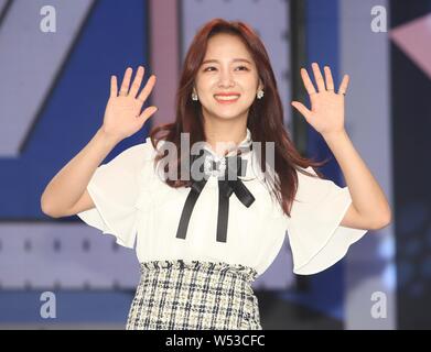 ** TAIWAN AUS ** Koreanische Sängerin und Schauspielerin Kim Se-jeong, besser bekannt unter dem mononym Sejeong, der Koreanischen Mädchen Gruppe Gugudan, eine Presse besucht c Stockfoto