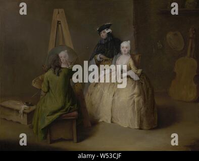 Der Maler in seinem Atelier, Pietro Longhi (Italienisch, 1701 - 1785), Italien, ca. 1741 - 1744, Öl auf Leinwand, 41 × 53,3 cm (16 1/8 x 21 in Stockfoto