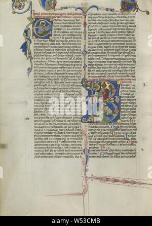 Erste E: Mönch Lesen, erstmalige B: Christus mit David spielt die Harfe, Unbekannt, Bologna, Italien, ca. 1250 - 1262, Tempera und Blattgold auf Pergament, Blatt: 26,8 x 19,7 cm (10 9/16 x 7 3/4 in Stockfoto