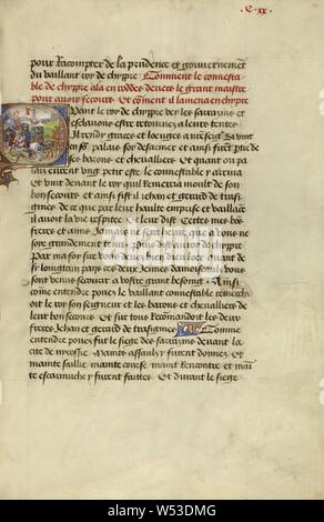 Erste Frage: gillion's Söhne Angriff auf das Lager des Königs Bruyant, Lieven Van Lathem (Flämisch, ca. 1430 - 1493), David Aubert (Flämisch, aktiv 1453 - 1479), Antwerpen, Belgien, 1464, Tempera Farben, Gold und Tusche auf Pergament, Blatt: 37 x 25,5 cm (14 9/16 x 10 1/16 Stockfoto