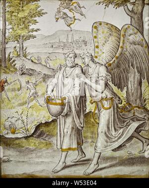 Der Prophet Habakuk und der Engel, Wouter Crabeth (Niederländischen , 1559, gestorben 1589), Niederlande, etwa 1565, farbloses Glas, Lack, Silber Fleck, und Rötel, 25,8 × 21,7 cm (10 3/16 x 8 9/16 Zoll Stockfoto