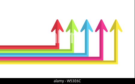 Farbige Pfeile unterschiedlicher Länge mit wechselnder Richtung, einfachen flachen Design. Stock Vektor