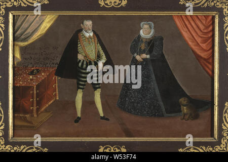 Schule von Lucas Cranach der Jüngere, unbekannten Paar, ab ca. 1550, Öl auf Leinwand, Höhe 32 cm (12,5 Zoll), Breite 52 cm (20,4 Zoll) Stockfoto