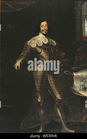 Frans Luycx, Ferdinand III., Ferdinand III (1608-57) Kaiser des Heiligen Römischen Reiches, Kaiser 1608-57, German-Roman, Malerei, Öl auf Leinwand, dargestellt als Jüngere, vollständige Figur, stehend von rechts in der Rüstung, auf einem Tisch Plan über die Schlacht von Nördlingen, Höhe 214 cm (84,2 Zoll), Breite 141 cm (55,5 Zoll), unterzeichnet, F LVX FERD III PIC Stockfoto