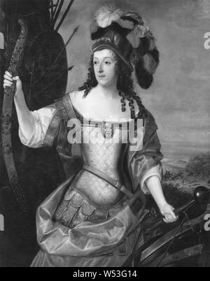 Französische Dame wie Minerva, Malerei, Öl auf Leinwand, Höhe 136 cm (53,5 Zoll), Breite 110 cm (43,3 Zoll) Stockfoto