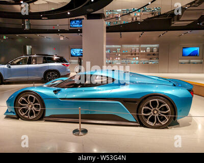 ---- Eine NextEV Nio EP9 Supercar ist auf Anzeige an der NIO Haus in Shanghai, China, 16. November 2018. Chinas Tesla wannabe Nio Inc. sagte Stockfoto