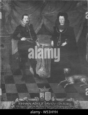 Johan Adolf und Augusta, Johan Adolf, 1575-1616, Herzog von Holstein-Gottorp Augusta, 1580-1639, Prinzessin von Dänemark hert, Malerei, Öl auf Leinwand, Höhe 101,5 cm (39,9 Zoll), Breite 79,5 cm (31,2 Zoll) Stockfoto