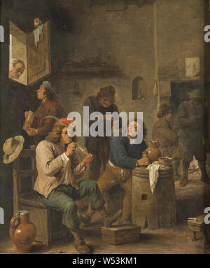 Art und Weise der David Teniers der Jüngere, Interieur der eine Taverne, Innenausstattung aus einem bier Cottage, 1661, Öl auf Holz, Höhe 47 cm (18,5 Zoll), Breite 38 cm (14,9 Zoll), unterzeichnet, A. 1661 D. TENIERS, FEC,. Stockfoto