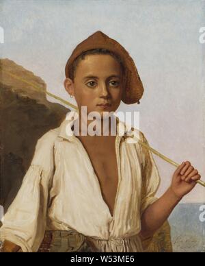 Christen Købke, Porträt eines Jungen aus Capri, Malerei, Portrait, ca. 1839, Öl auf Leinwand aufgezogen auf Karton, Öl auf Papier auf Pappe, Höhe montiert, 31 cm (12,2 Zoll), Breite 26 cm (10,2 Zoll) Stockfoto