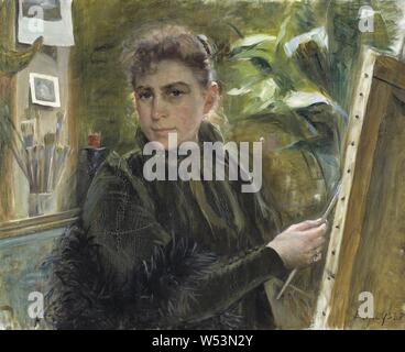 Elisabeth Keyser, Self-portrait, Malerei, Selbstporträt, 1880, Öl auf Leinwand, Höhe, 65,5 cm (25,7 Zoll), Breite 82 cm (32,2 Zoll), Inschriften, Signiert E. Keyser Stockfoto