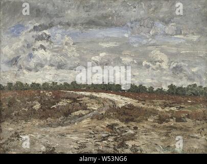 Carl Fredrik Hill, wildes Land im Wald von Fontainebleau, Ödemark, Motive aus dem Wald von Fontainebleau, Malerei, 1876, Öl auf Leinwand, Höhe 54 cm (21,2 Zoll), Breite 73 cm (28,7 Zoll), Signiert, C F Hill, C F teilweise übermalt Stockfoto