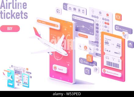 Vektor buchen Flugtickets app Vorlage Stock Vektor