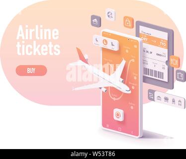 Vektor buchen Flugtickets app Konzept Stock Vektor