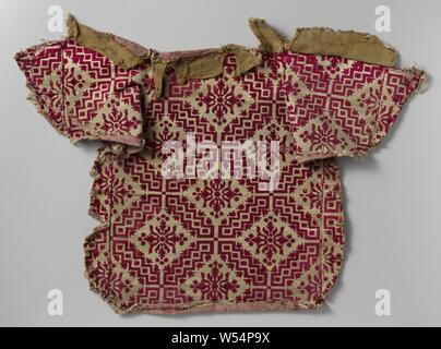 Fragment der Sitzbezüge in Rot und Weiß samt, Sitzbezug aus geprägtem Seidensamt., anonym, West-Europa (möglicherweise), 1600-1699, Baumwolle (Textil), Seide, Samt (gewebewebart), h 74 cm x W 91 cm Stockfoto